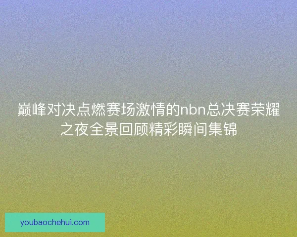巅峰对决点燃赛场激情的nbn总决赛荣耀之夜全景回顾精彩瞬间集锦